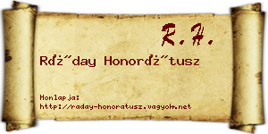 Ráday Honorátusz névjegykártya
